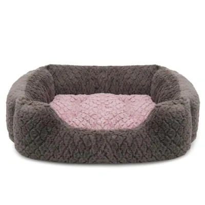 Image of Rosewood Grey &amp; Pink Square Dog Bed, Large