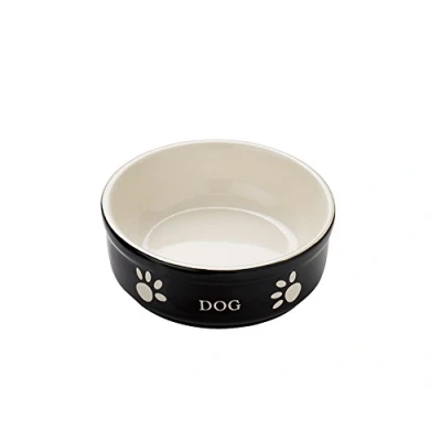 Image of Nobby Dog Ceramic Bowl Dog, 13.5 x 5 cm, Black/ Beige