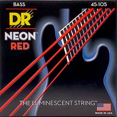 Image of DR Strings HI DEF NEON™ RED coloured Bass Strings: Medium 45 105