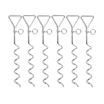 Image of Ballshop 6pcs Trampoline Anchor Kit Swing 16.5 Inch Long Corkscrew Shape Steel Stakes Heavy Duty Ground Stainless Pegs Dog Stake