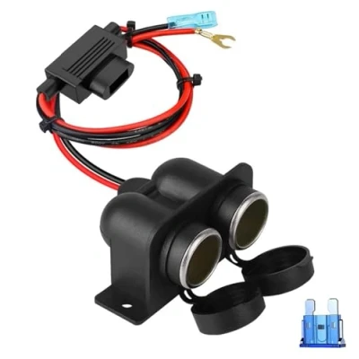 Image of Cigarette Lighter Socket, Waterproof &amp; Dustproof socket plug Outlet for 12V car truck motorbike boat, with 15A Blade Fuses（CL06)