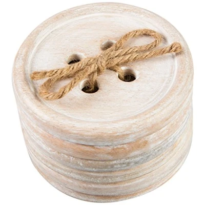 Image of Sass &amp; Belle Wooden Brown Button Coaster Set of 6