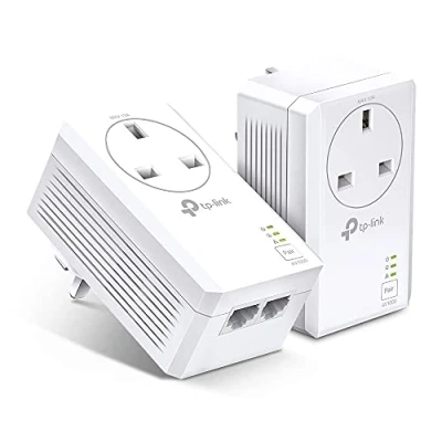 Image of TP Link TL PA7027P Kit AV1000 2 Port Gigabit Passthrough Powerline Starter (Renewed)
