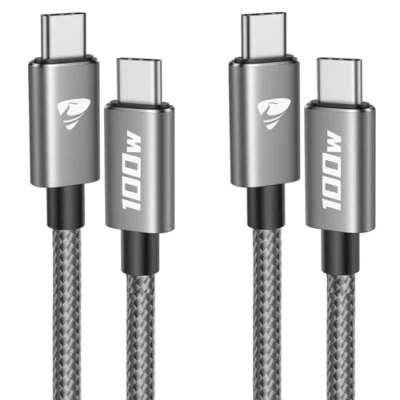 Image of USB C to Charger Cable, 100W Fast Charging Cable [2 Pack 2m] USBC PD 5A iPhone Type for 15 Pro Max iPad Air MacBook Samsung S22 S24 Switch Huawei