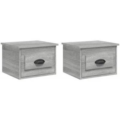 Image of vidaXL Wall mounted Bedside Cabinets 2 pcs Grey Sonoma 41.5x36x28cm