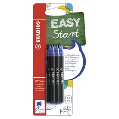 Image of STABILO Ergonomic Rollerball EASYoriginal Refills Pack of 6 Blue