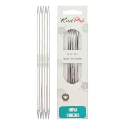 Image of KnitPro Nova Cubics Double Pointed Needles 12.5cm x 4mm Ended Knitting Pins, Set of 5