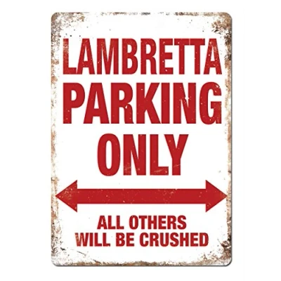Image of Lambretta Parking Metal Wall Sign Plaque Art Inspirational
