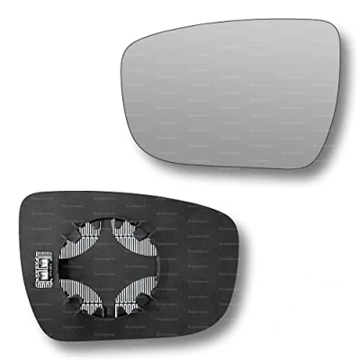 Image of Less4spares Replacement Wing Mirror Glass Left Compatible with Nissan Juke 2014 2019 CLIP ON Passnager Near Side N/S Heated Convex