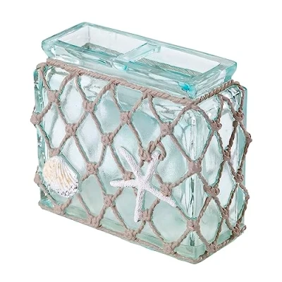Image of Avanti Linens Toothbrush Holder, Resin Bathroom Accessories, Beach Inspired Decor (Seaglass Collection)