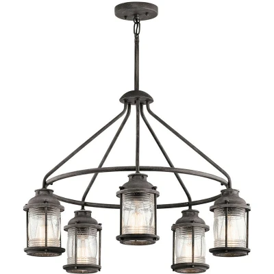 Image of Ashland Bay 5 Light Outdoor Chandelier Pendant Lighting Zinc IP44, E27