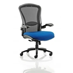 Image of Houston Heavy Duty Task Operator Chair Black Mesh Back Bespoke Seat In Stevia Blue