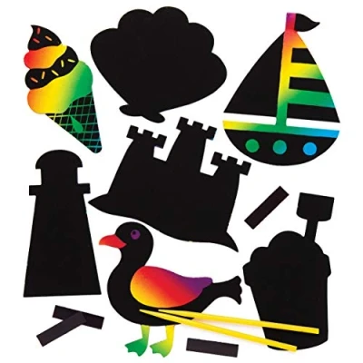 Image of Baker Ross AW461 Seaside Scratch Art Magnets (Pack of 10),Black