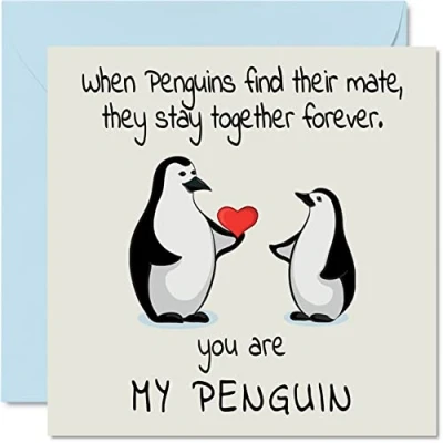 Image of Anniversary Card You Are My Penguin Cute Romantic Wedding for Wife Husband Girlfriend Boyfriend Partner Friend Him Her, 145mm x Valentine&#039;s Day Greeting Cards Fiancee