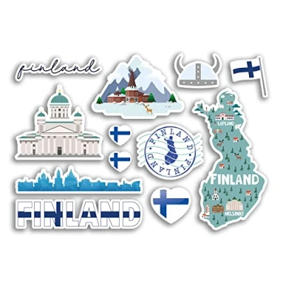 Image of A5 Sticker Sheet Finland Vinyl Stickers Map Country Holiday Flag Travel #78463