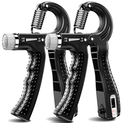 Image of KDG Hand Grip Strengthener 2 Pack Adjustable Resistance(5 60KG) Forearm Exerciser, Strength Trainer for Muscle Building and Injury Recovery Athletes (Black)