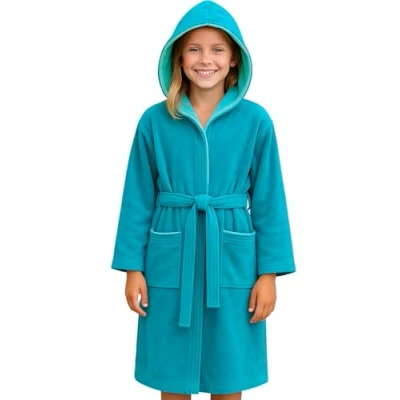 Image of Morgenstern Dressing Gown I Kids Children Teenage 100% Cotton Boy Girl Turquoise Age 15 16