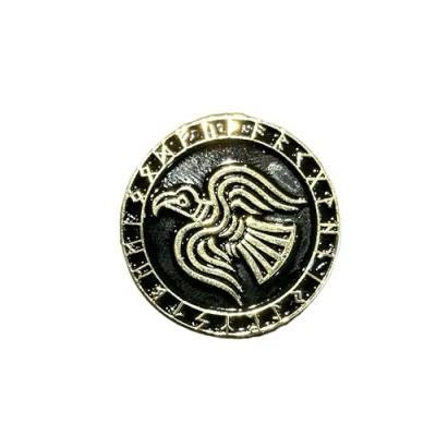 Image of Patch Nation Odin&#039;s Raven Norse Rune Viking Metal Pin Badge Brooch (Gold)