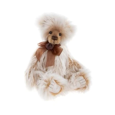 Image of Charlie Bears Ari 2024 Teddy Bear Soft Long Pile Plush with Bow Collectable