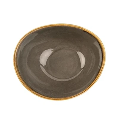 Image of Olympia Kiln Bowl in Smoky Gray Porcelain Irregular Shape 215(�) mm
