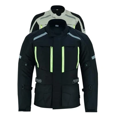 Image of Texpeed Mens Motorcycle Jacket Waterproof Textile Cordura With Biker Motorbike CE Armour (EN 1621 1) Black XXL