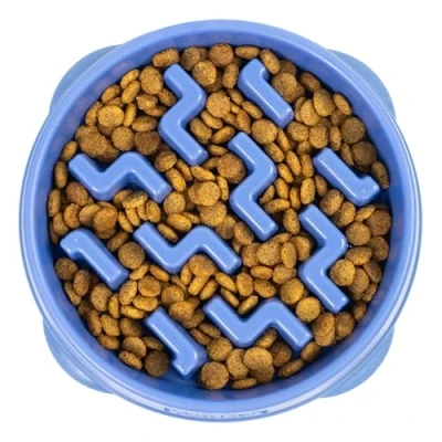 Image of Outward Hound Fun Feeder Slo Bowl Slow Dog No Bloat Choke Medium Blue