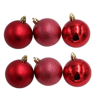 Image of 6 Pack Shatterproof Baubles 60mm Christmas Tree Decoration Red