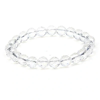Image of MJDCB 8mm Natural Faceted White Quartz Beads Bracelet Healing Crystals Bracelets