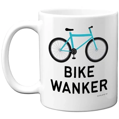 Image of Funny Bike Gifts Mug W**ker Rude Christmas for Men Women, Cyclist Mugs Coffee Tea Cup, Novelty Joke Birthday Gift, 11oz Dishwasher and Microwave Safe
