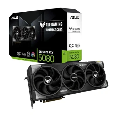 Image of ASUS TUF Gaming GeForce RTX 5080 16GB GDDR7 OC Graphics Card (PCIe 5.0, x2HDMI, 3xDP, Military Grade Components, Patented Cooling Tech for Lower Temps &amp; Noise, NVIDIA DLSS4 RT, 4K Gaming)