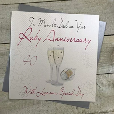 Image of white cotton cards To Mum and Dad, Handmade Large 4Oth Ruby Anniversary Card Champagne, XLWA40M