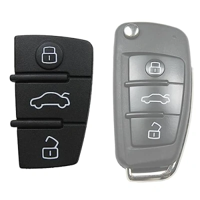 Image of Rubber 3 Buttons Replacement Remote Control Key Shell Black Audi A1 A3 A4 A5 A6 A8 S4 S5 Q5 Q7 Keys Car Logo Cover Membrane