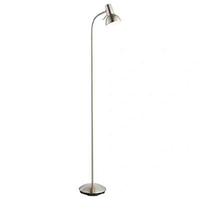 Image of Amalfi LED 1 Light Floor Lamp Satin Nickel, Gloss White Paint, GU10