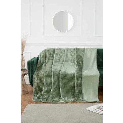 Image of Rapport Home Luxury Ribbed Mink Blanket 200x240 cm Green