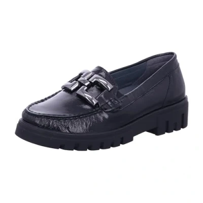 Image of Waldläufer H Serena Leather Wide fit Loafers 723508 Slipper (Black, UK Footwear Size System, Adult, Women, Numeric, Wide, 4.5)