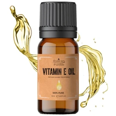 Image of Vitamin E Oil 10ml for Hair, 100% Pure Natural Face, Skin, Scars, Scalp, Nails, VIT Oil, Carrier Oils