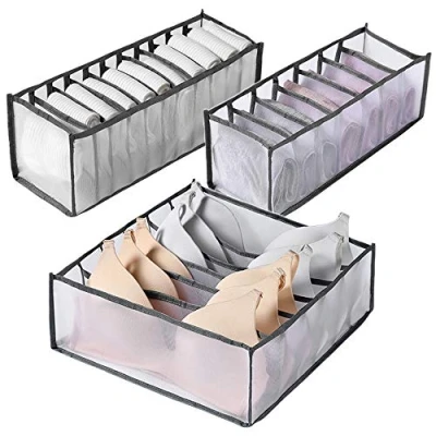 Image of RIVIEVAL Underwear Drawer Organiser, Organizer of 3 Bras &amp; Socks Organiser Foldable Wardrobe for Bras, Socks, Neckties, Scarves