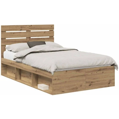 Image of vidaXL Bed Frame Artisian Oak 135 x 190 cm Solid Pine Wood
