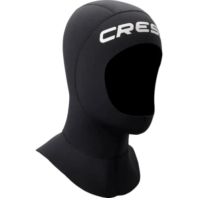 Image of CRESSI Resilient Long Hood 3mmX L Unisex with Extended Collar in Black Double lined 3 mm Neoprene for Diving Snorkelling and Water Sports, XL