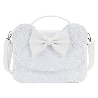 Image of Loungefly Disney Minnie Sequin Wedding Crossbody Bag Mouse One Size, White, Size