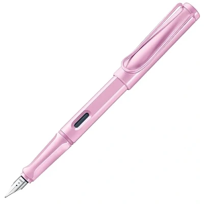 Image of LAMY safari lightrose Fountain Pen with ergonomic grip &amp; polished steel nib in size EF ideal for any Writing Calligraphy including T 10 blue cartridge Right Handed