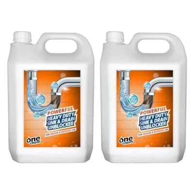 Image of One Chem Heavy Duty Sink and Drain Unblocker Gel 2 x 5L Powerful Formula Opener Pipe Cleaner