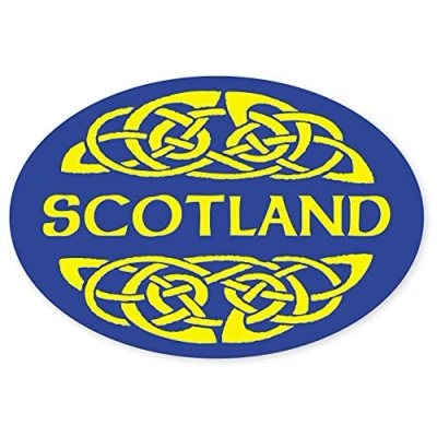 Image of Scotland Scottish Decal Car Sticker Saltire Thistle (Scotland Blue/Yellow Celtic Oval)