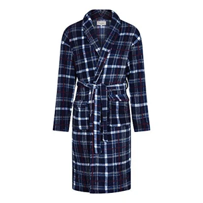 Image of Champion Mens Bayswater Check Fleece Dressing Gown Navy Blue M L