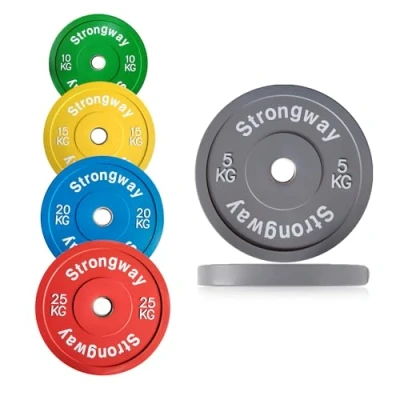 Image of Strongway® Olympic Bumper Weight Plates Colour Coded (5KG 10KG 15KG 20KG 25KG) Discs for Barbell 2 Inch (2&quot;) / 50mm Hole Lifting Workout Home Gym Fitness (2 X 5KG)