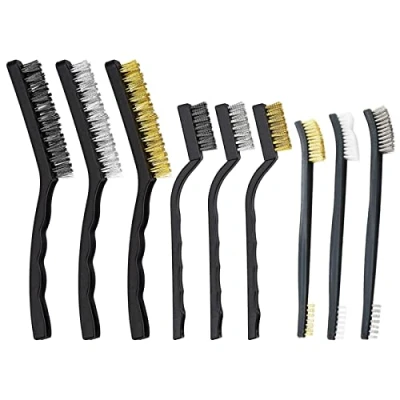 Image of Wire Brush Set, Metal Rust Remover Brushes Handy Steel/Nylon/Brass Set Suitable for Cleaning Welding Slag and 9pcs