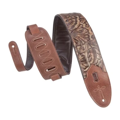 Image of Levy&#039;s Leathers Sundance 3&quot; wide Embossed Leather Guitar Strap; Western Series Palm Pecan (M4WP 002)