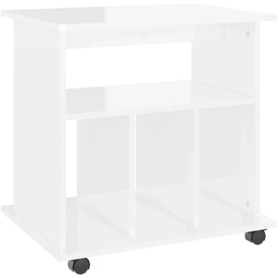 Image of vidaXL Rolling Cabinet High Gloss White 60x45x60 cm Engineered Wood