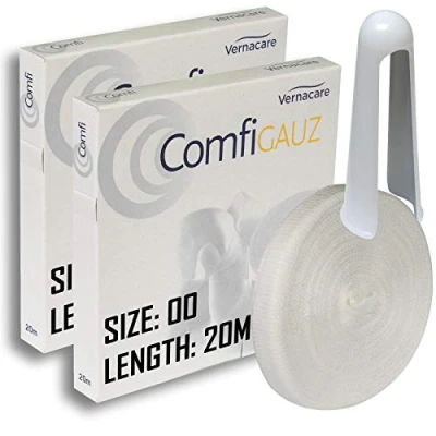Image of Comfigauz Size &#039;00&#039; Tubular Natural Cotton Stockinette Bandage Unstretched (Flat Diameter Width) 1.2cm Ideal for Toes 40m Length (2 Boxes) + Applicator