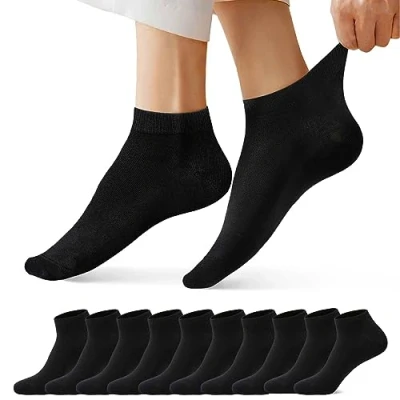 Image of FALARY Trainer Ankle Socks for Men Women 10 Pairs Sport Low short Black 6 8